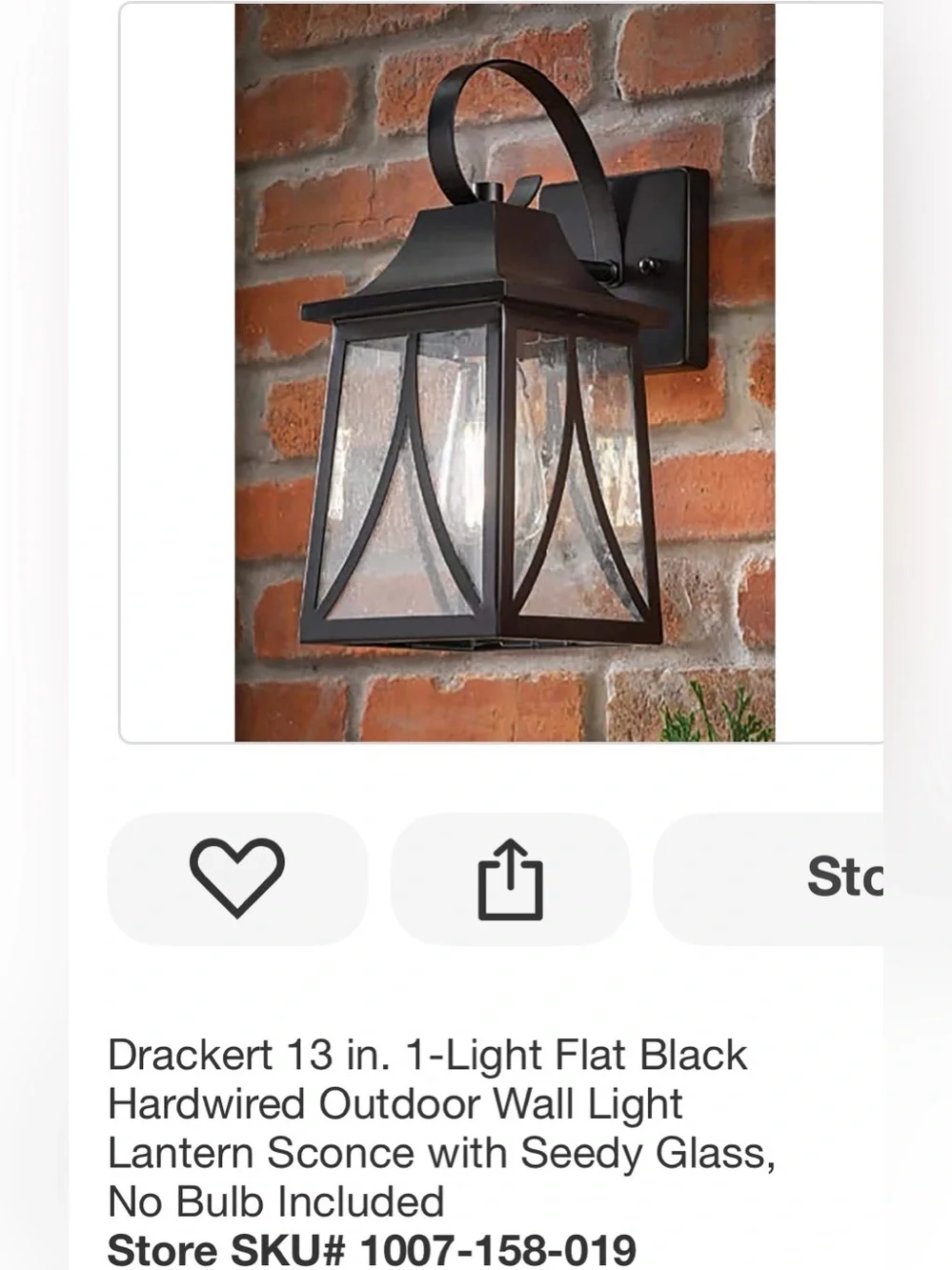 New Hampton Bay Drackert Small Exterior Wall Lantern in Flat Black